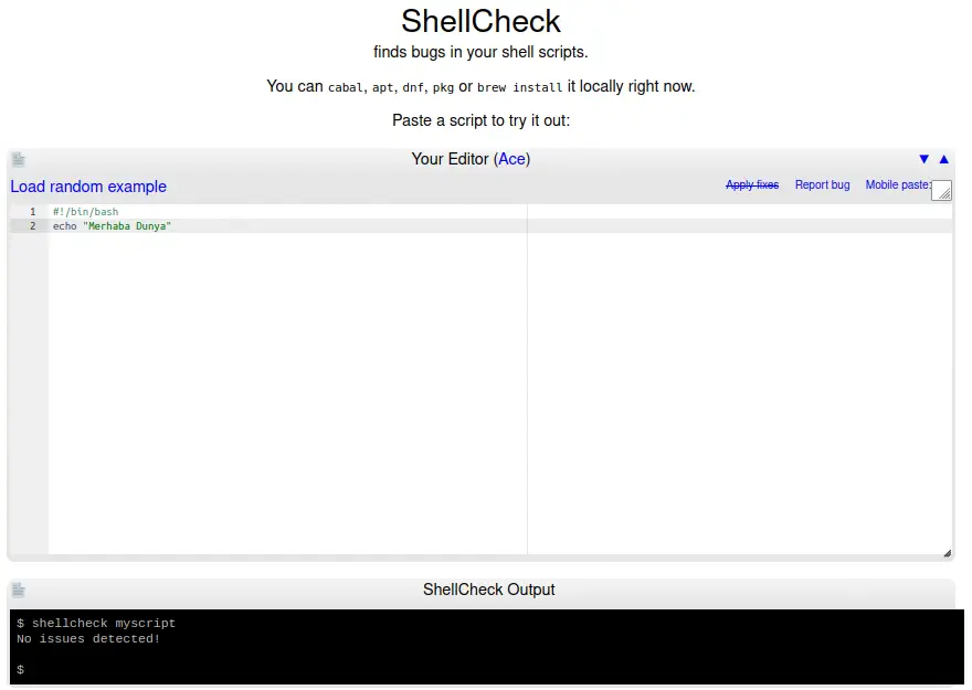 ShellCheck Website