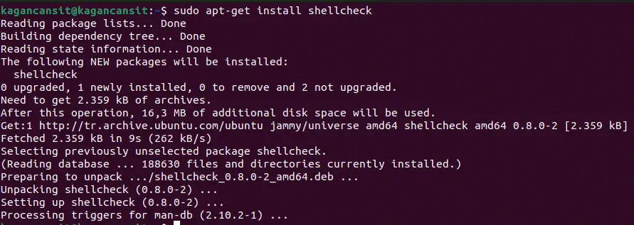 ShellCheck Terminal Install